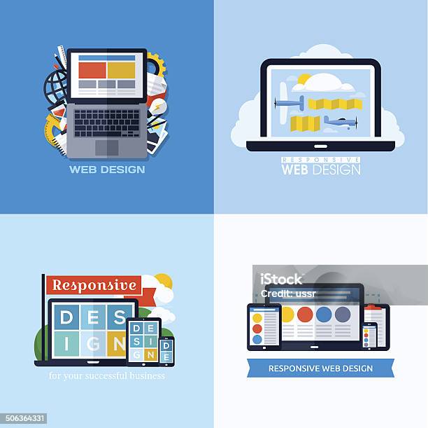 Modern Flat Vector Concepts Of Responsive Web Design Stock Illustration - Download Image Now