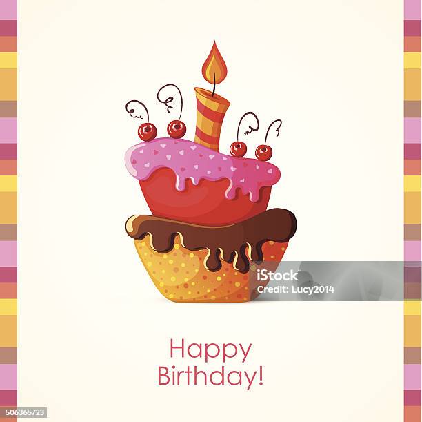 Birthday Card With Cake Stock Illustration - Download Image Now - Anniversary, Birthday, Birthday Cake