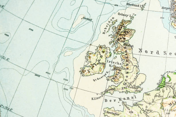 istock Antique German atlas map close up: Britain and Ireland 506366191