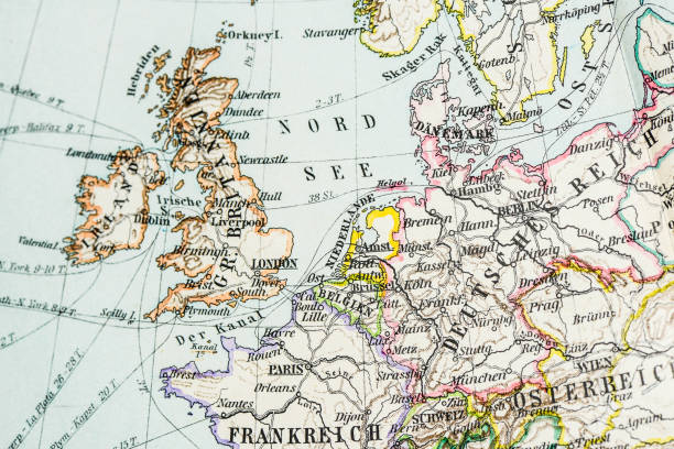 istock Antique German atlas map close up: Central-Western Europe 506366193