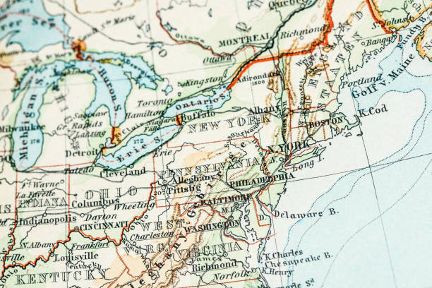 istock Antique German atlas map close up: North East USA 506366207