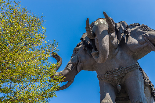 Samut Prakan, Thailand - Dec 28 , 2015 The Erawan Elephant, inside is museum which separated into three classes according to their faith in the three worlds, underwater, world and heaven