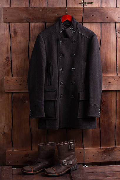 istock Wool overcoat and leather men's shoes. 506388368