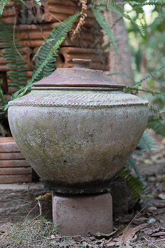 Water jars of northern Thailand made of clay.
