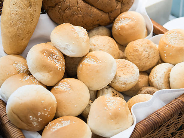 istock Many Bread in the wood basket, Focus on center 506390696