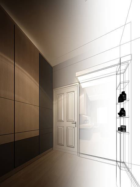 istock abstract sketch design of interior walk-in closet 506391268
