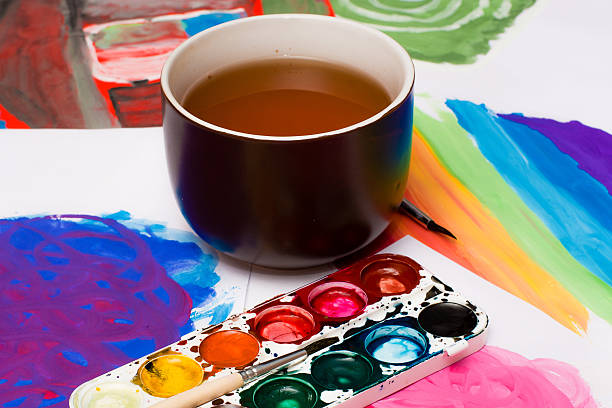 istock Breakfast artist. cup of tea set on the table 506391644