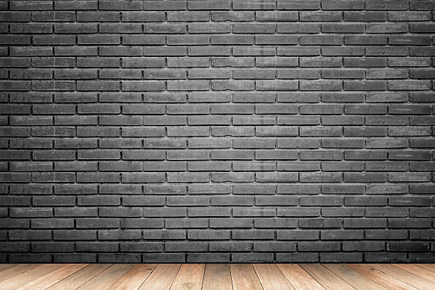 istock interior room with  black brick wall and wooden floor 506394904
