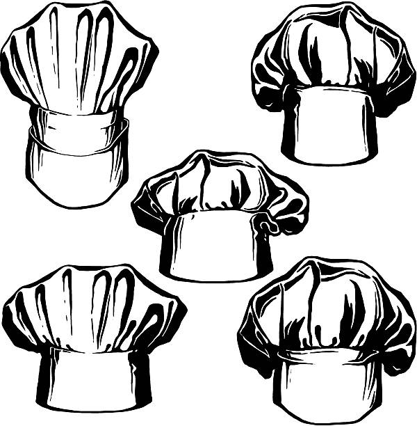 collection hats of chef vector art illustration