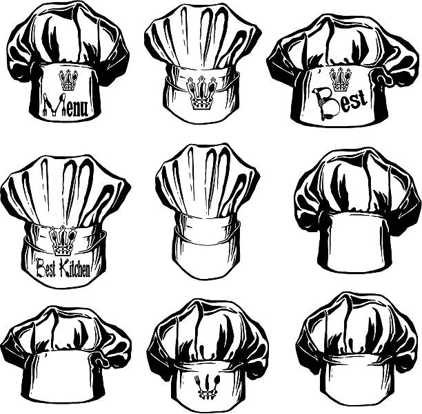 collection hats of chef vector art illustration