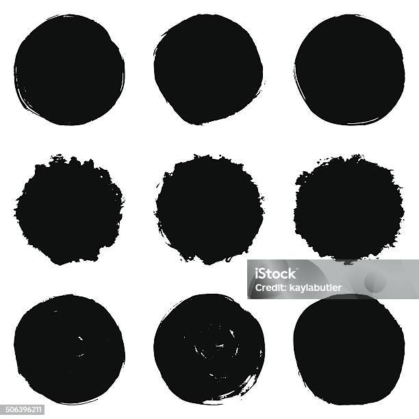 Cerchio Pennellata Set - Immagini vettoriali stock e altre immagini di Cerchio - Cerchio, Vernice, Disegnare