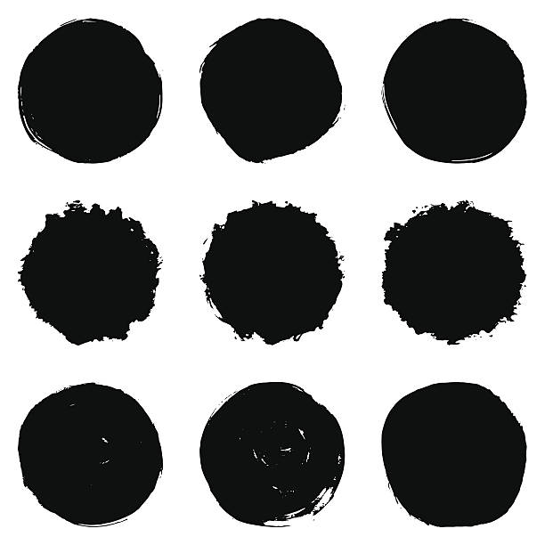 Circular Brush Stroke Set All items are grouped individually for easy editing. paint silhouettes stock illustrations
