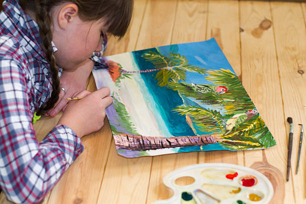istock Girl draws gouache 506396472
