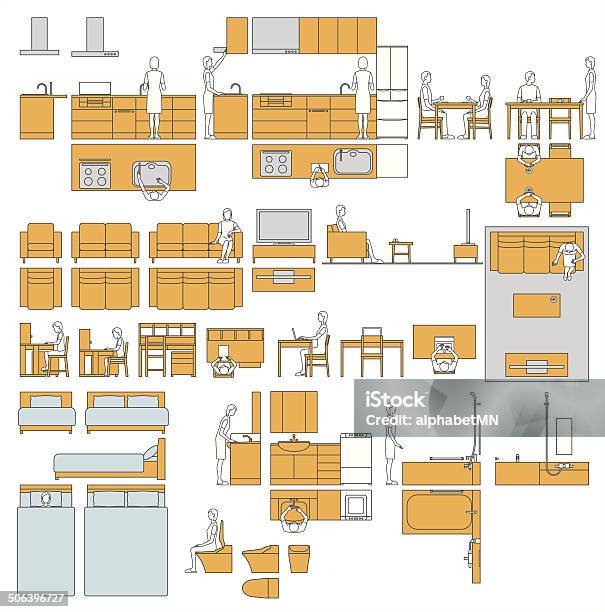 Housing Room Furniture Layout Stock Illustration - Download Image Now - Child, Furniture, Plan - Document