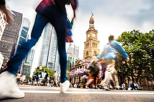 Photo of Sydney downtown, intersection people and traffic