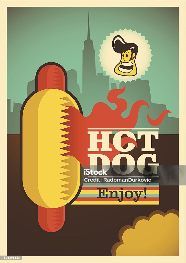 Hot dog poster design. Hot dog poster design. Vector illustration. Mustard stock vector