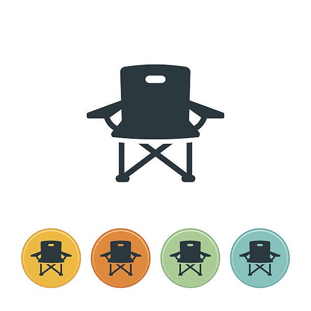 illustrazioni stock, clip art, cartoni animati e icone di tendenza di camp sedia icona - outdoor chair