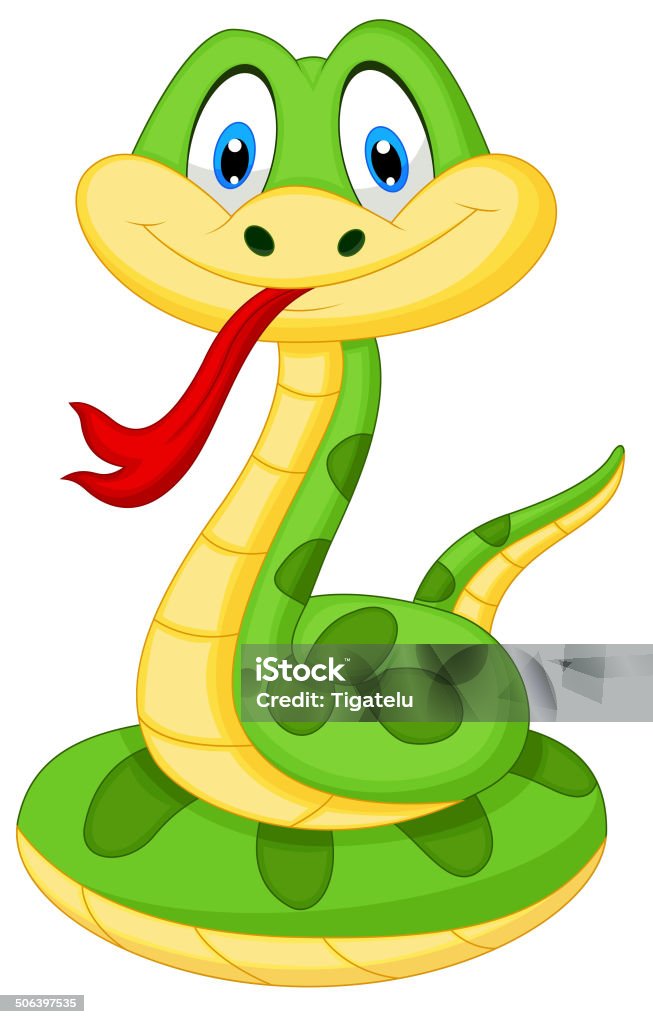 Osito de peluche de historieta serpiente verde - arte vectorial de Serpiente libre de derechos