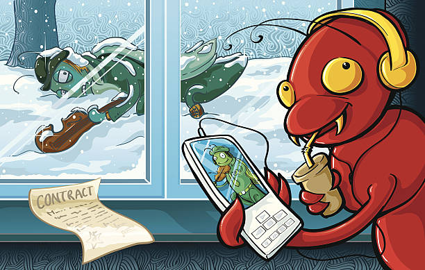 The Ant and the Grasshopper Ant listening to song by grasshopper musician. Hand-drawn vector illustration without gradients and transparencies. funny contract stock illustrations