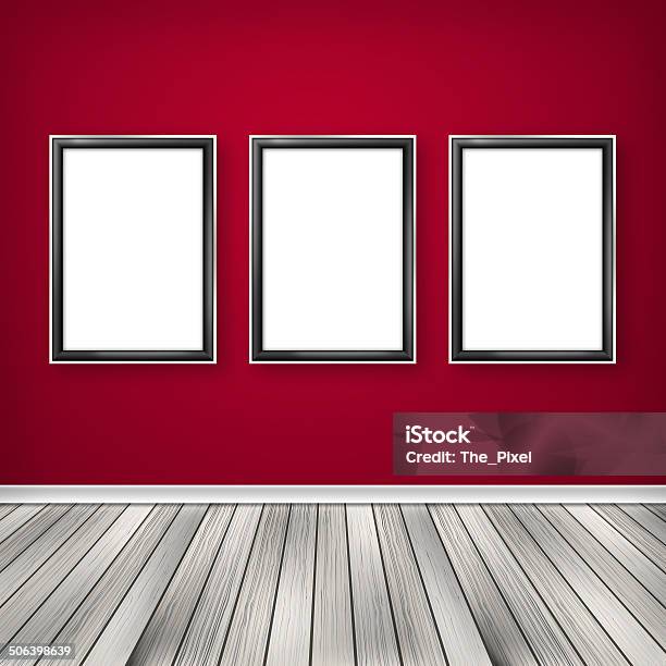 Three Empty Frames On A Wall Stock Illustration - Download Image Now - Art Museum, Painting - Art Product, Three Objects