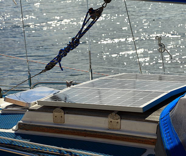 istock solar panels in sailboat. Renewable eco energy 506399959