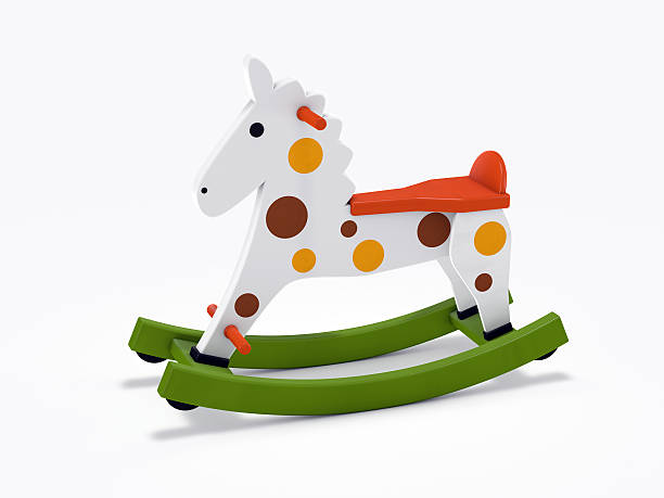 3d rendered wooden rocking horse isolated on white background
