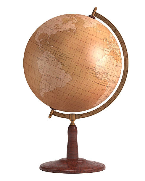 Antique Globe Over White Antique globe on white background with clipping path included. desktop globe stock pictures, royalty-free photos & images