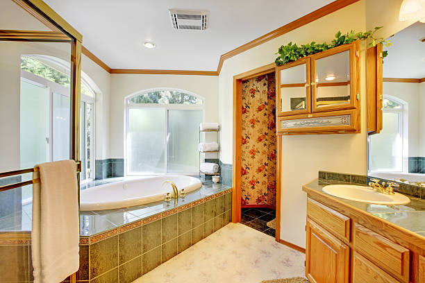 istock Large bathroom with hot tub, 506402119