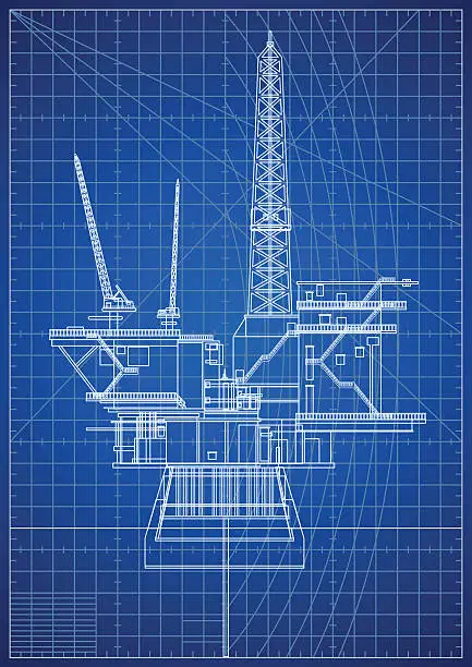 Vector illustration of Oil Platforms Blueprint
