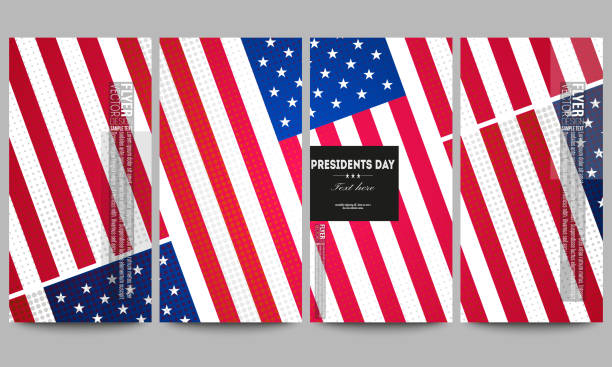 istock Set of modern flyers. Presidents day background with american flag 506403236