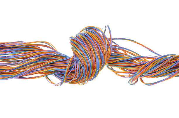 istock Colorful cable of telecommunication network 506431747