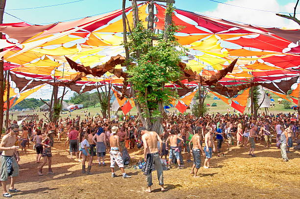 Ozora, Hungary - August 1, 2014: Main stage on Ozora Festival, one of the greatest psychedelic music gathering in Euorpe. Ozora, Hungary, Europe August 01, 2014.