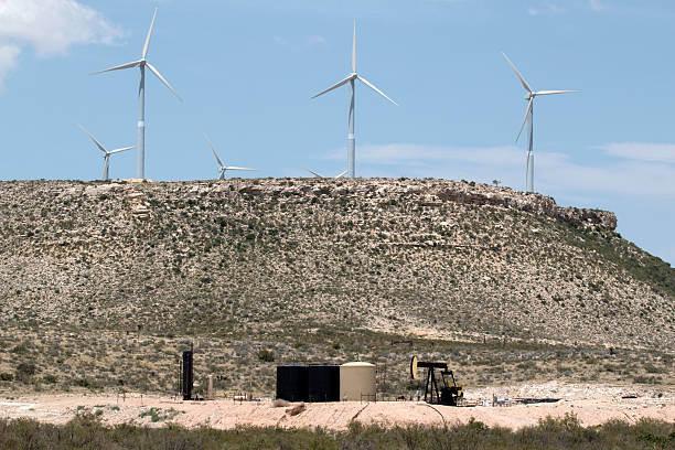 Texas wind turbines and oil pumps