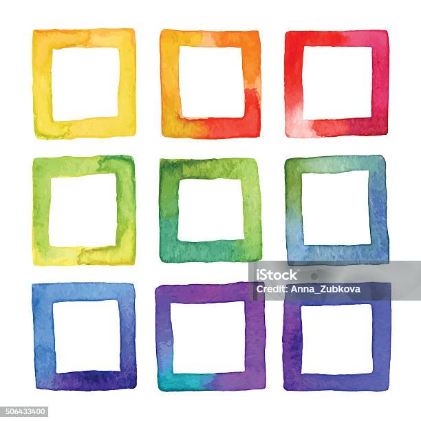 Set Of Vector Coloful Watercolor Squares For Your Design Stock Illustration - Download Image Now