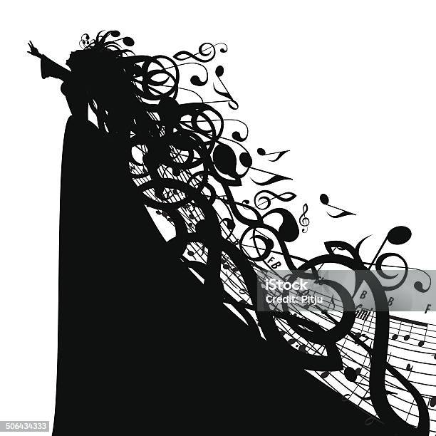 Vector Silhouette Of Woman With Musical Symbols Stock Illustration - Download Image Now - Reggae, Females, In Silhouette