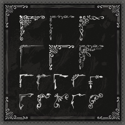 A set of hand drawn blackboard frame corners. EPS 10 file, with transparencies, layered & grouped, 