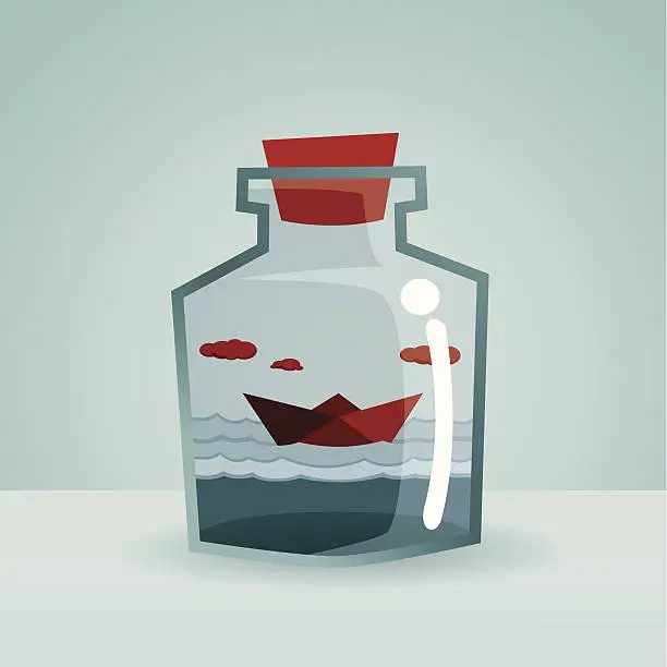 Vector illustration of Ship in a Bottle