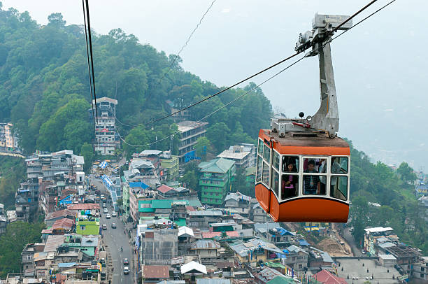 ganktok com vista para a cidade - overhead cable car fotos - fotografias e filmes do acervo