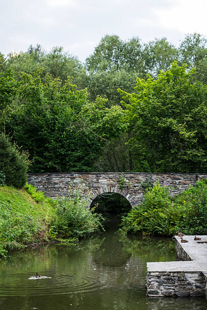 istock Bridge in city park 506435123