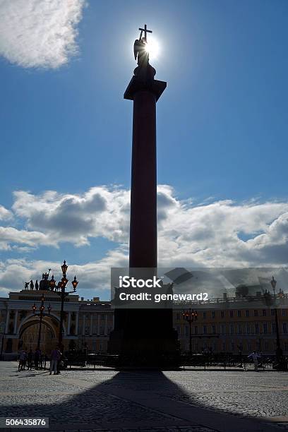 Alexander Column In Palace Square Stock Photo - Download Image Now - Angel, Architectural Column, No People