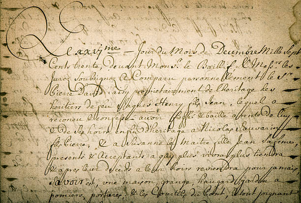 istock Antique letter handwritten text. Stained texture background 506436992