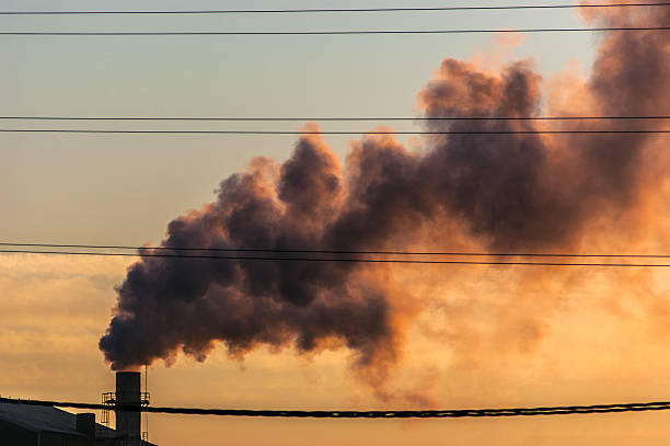 Chimney of a factory with smoke