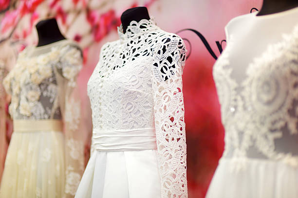 istock Wedding dresses on a mannequins 506438382