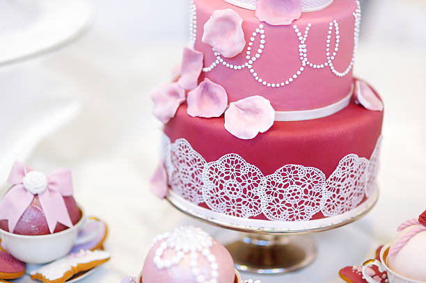 istock White wedding cake decorated with sugar flowers 506438488