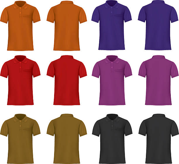 набор шаблонов цветные футболки-поло для мужчины.vector - shirt polo shirt red collar stock illustrations