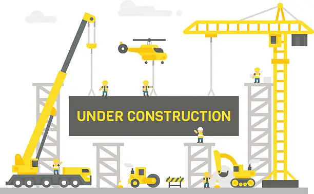 Vector illustration of Flat design construction site sign