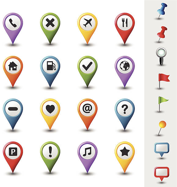 Navigation Icons Vector Navigation Icons distance sign stock illustrations