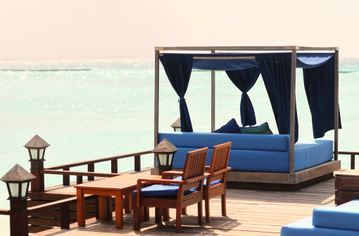 Pavilion and swimming pool in luxury resort maldive