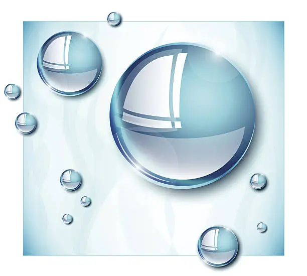 Vector illustration of Blue water droplets