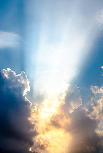 istock Blue sky and clouds rich in dark clouds, Rays of light 506469286